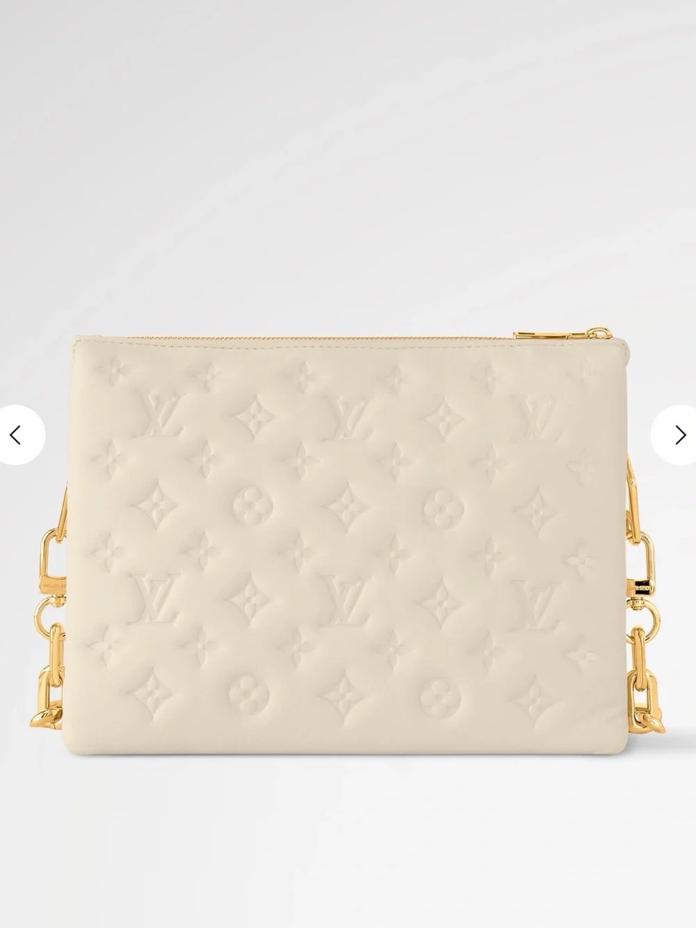 Louis Vuitton Cream Coussin PM Crossbody Bag with Gold Chain & adjustable strap